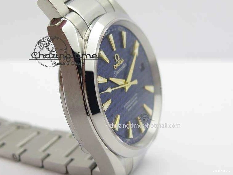 0505 Aqua Terra “James Bond” SS V6F 1:1 Best Edition Blue Textured Dial On SS Bracelet A GoodFit 8202